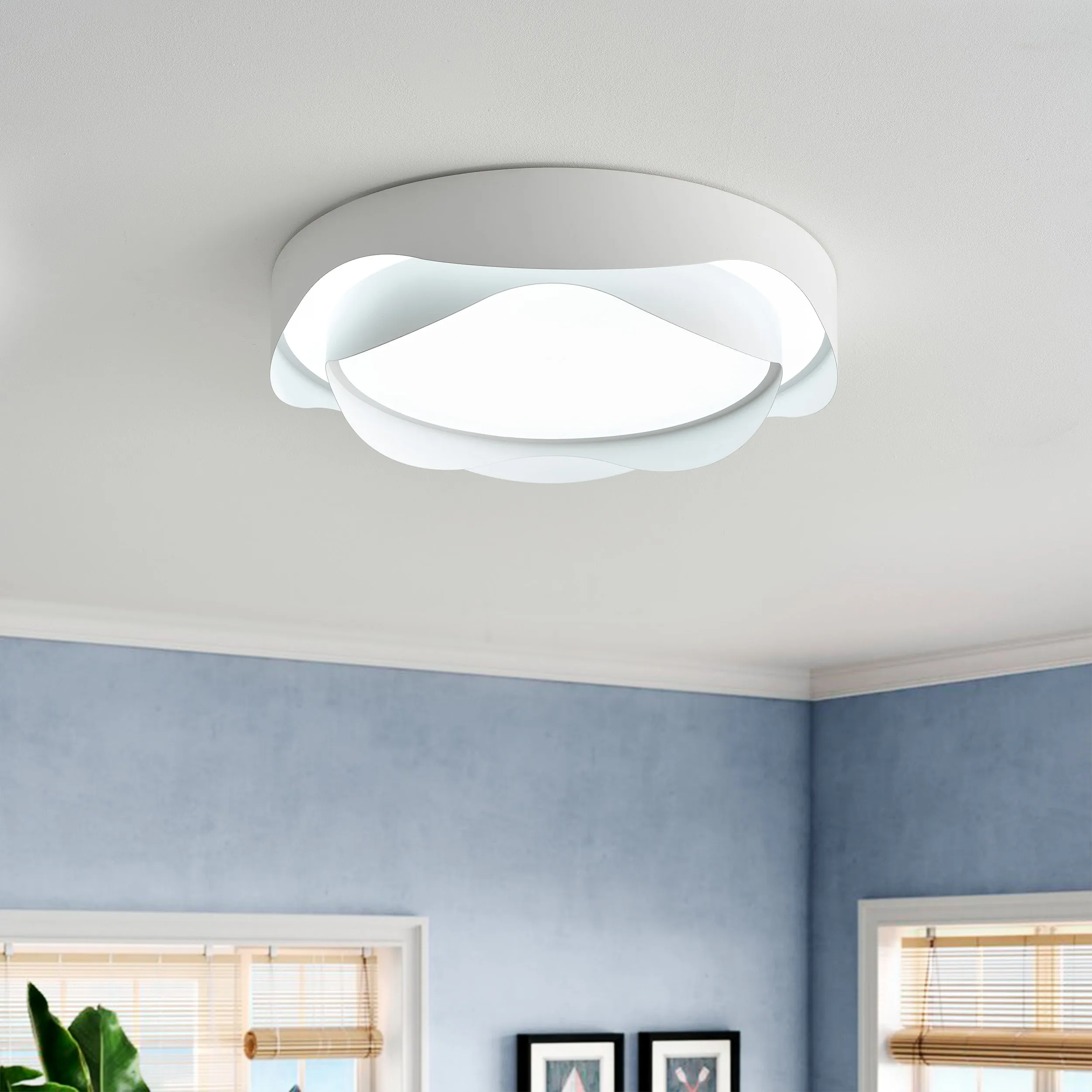 1-Light Dimmable Lotus Shape LED Flush Mount Lighting