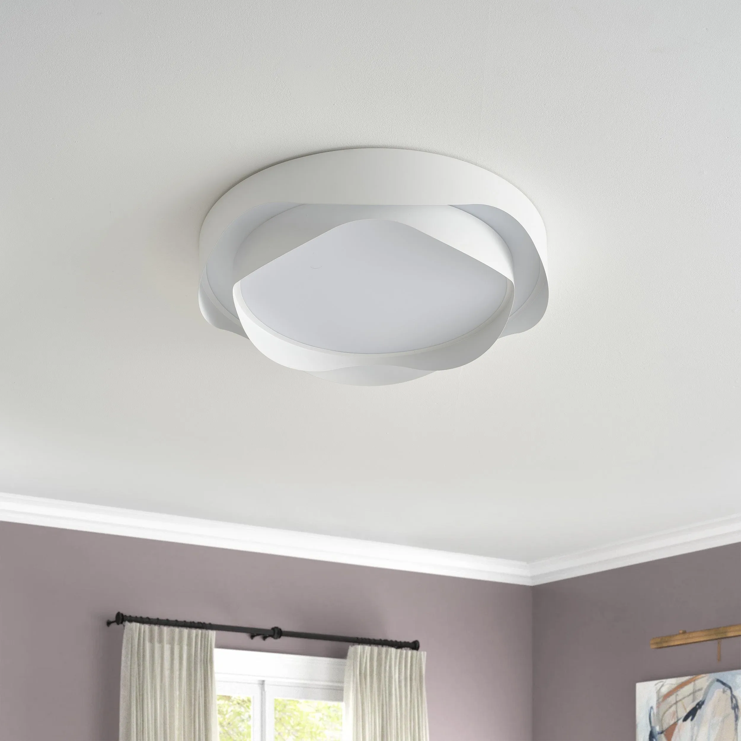 1-Light Dimmable Lotus Shape LED Flush Mount Lighting