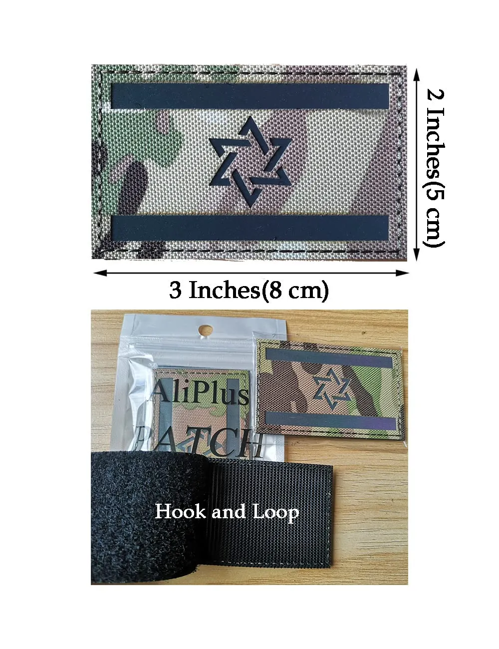 2 PCS AliPlus Israel Flag Patches IR Infrared Reflective Patches Laser Cut Patch Tactical Morale Patch Hook and Loop(CP)