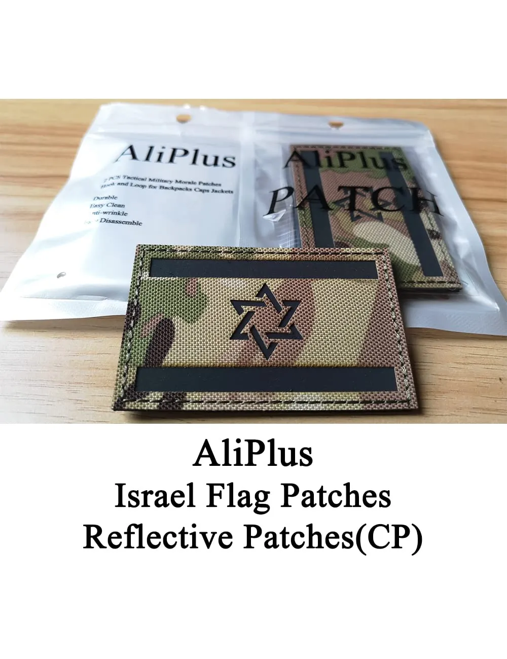 2 PCS AliPlus Israel Flag Patches IR Infrared Reflective Patches Laser Cut Patch Tactical Morale Patch Hook and Loop(CP)