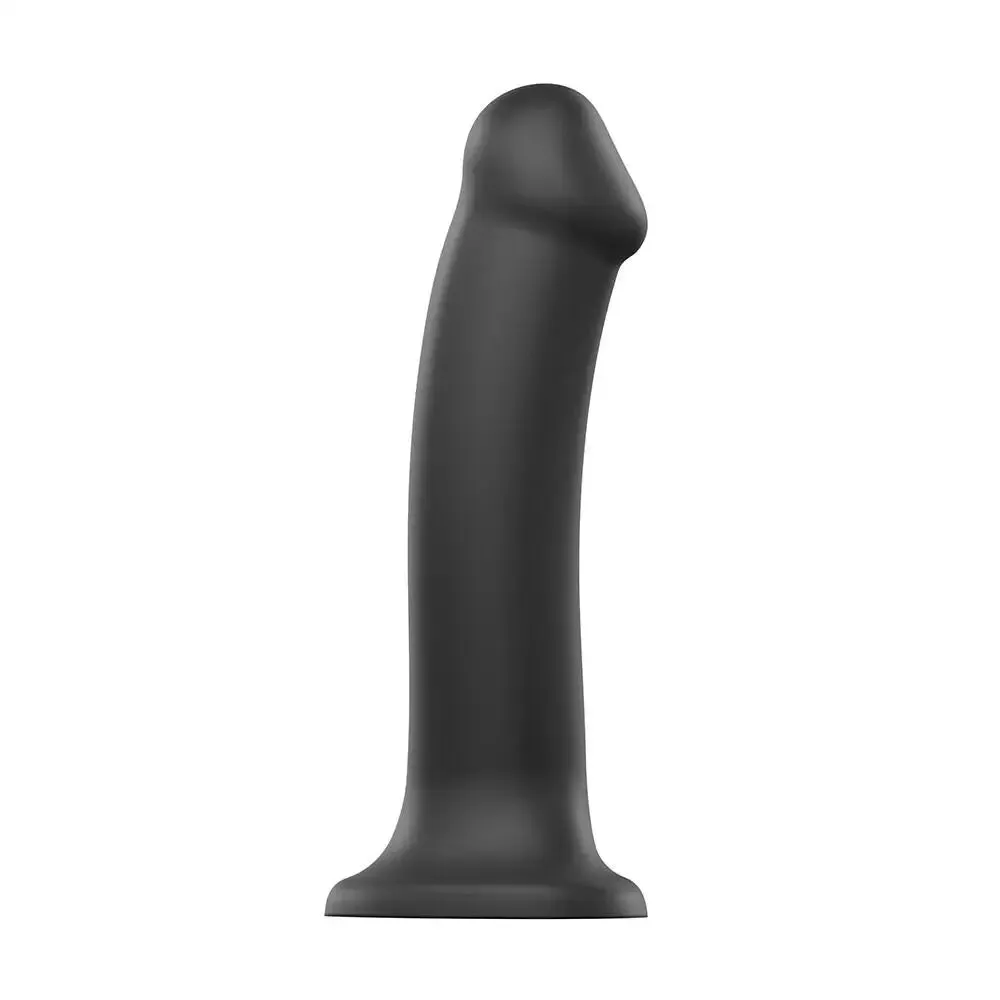 7.5-inch Strap on me Silicone Medium Bendable Black Dildo