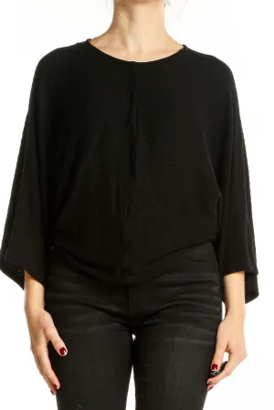 Black Flowy Batwing Sleeve Top