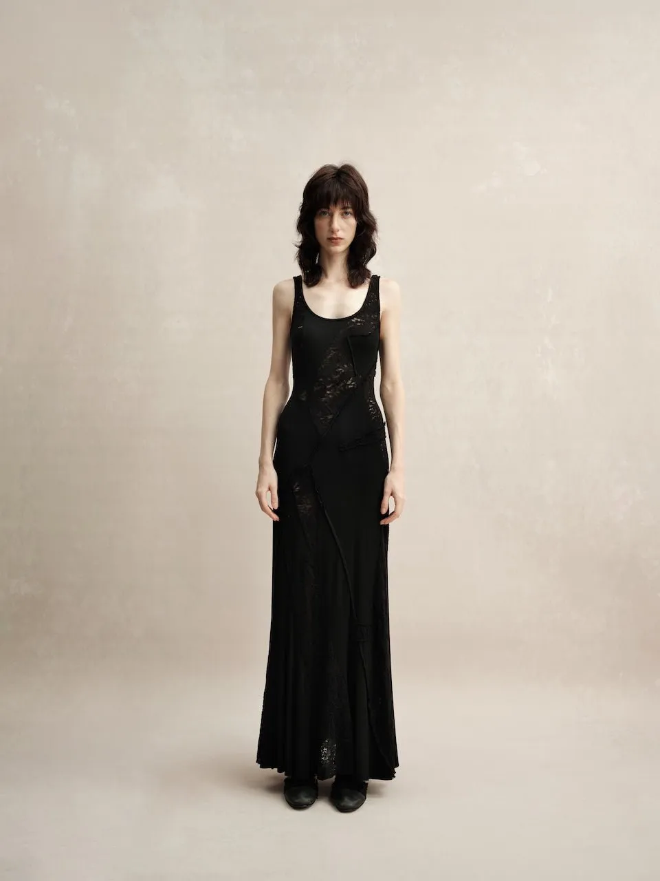 Black Lace Patchwork Dress