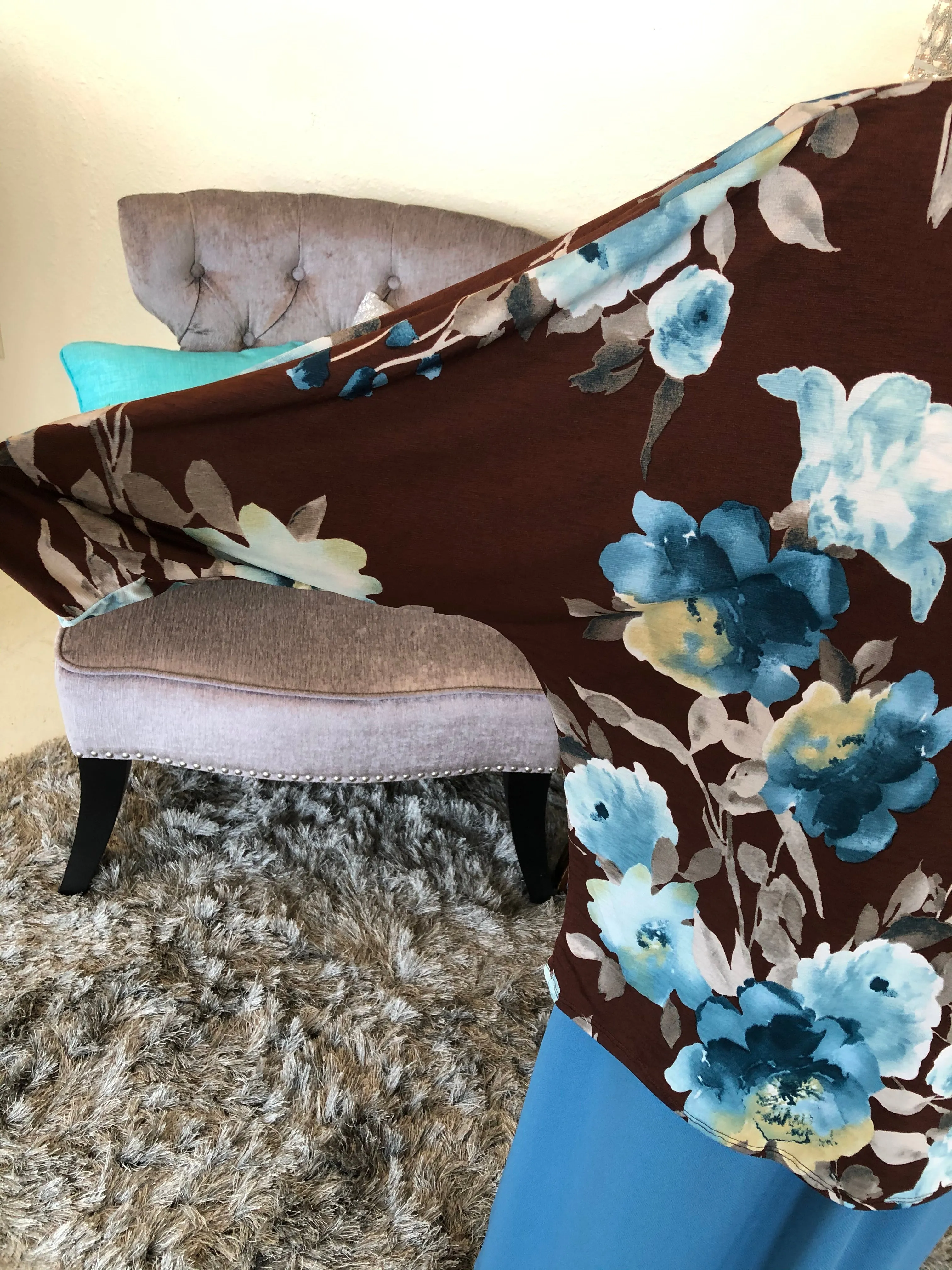 Brown/Blue Floral Top (PL)