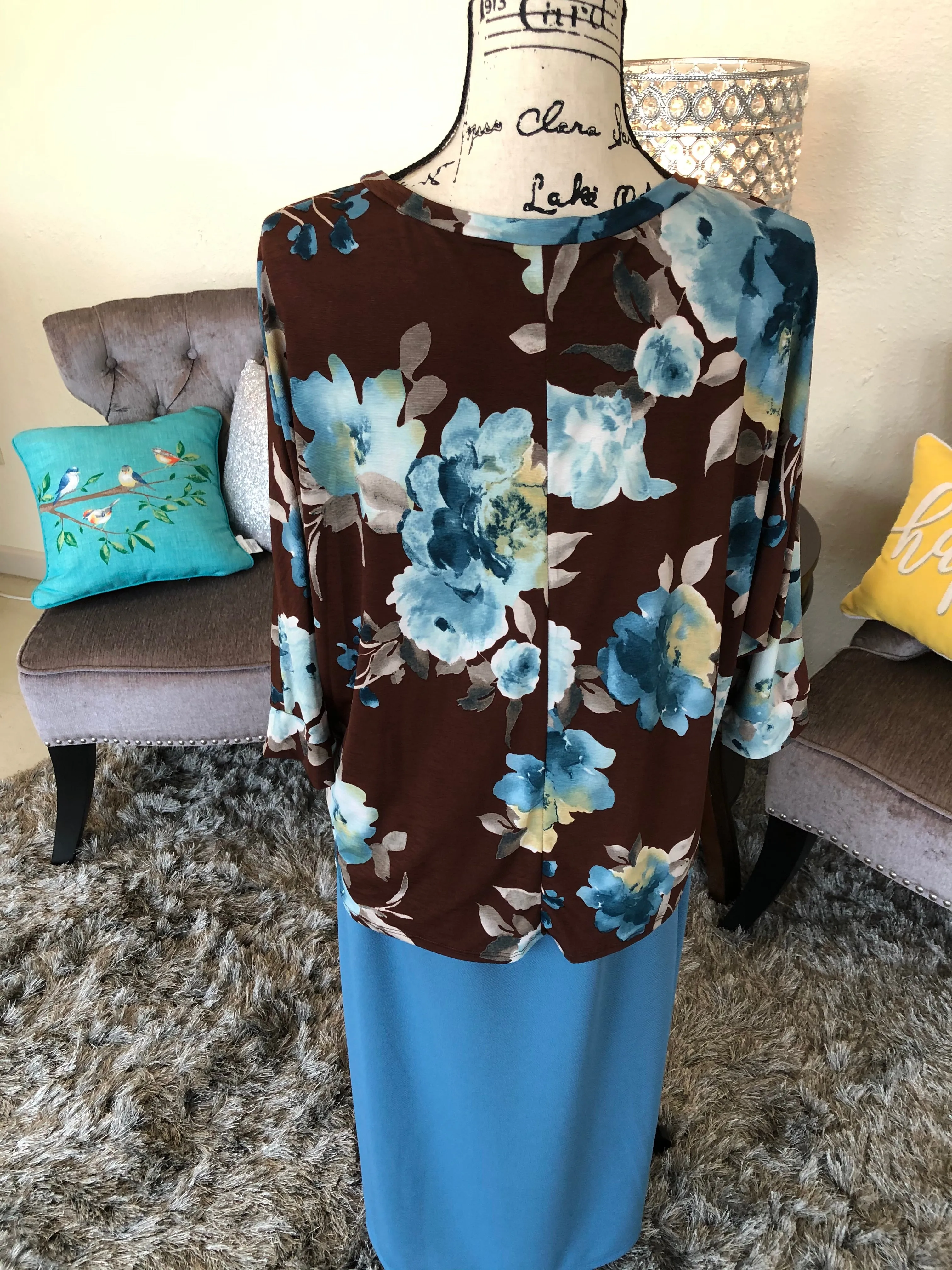 Brown/Blue Floral Top (PL)