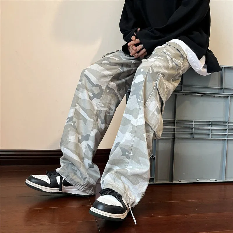 Camouflage Straight Multi-pocket Pants