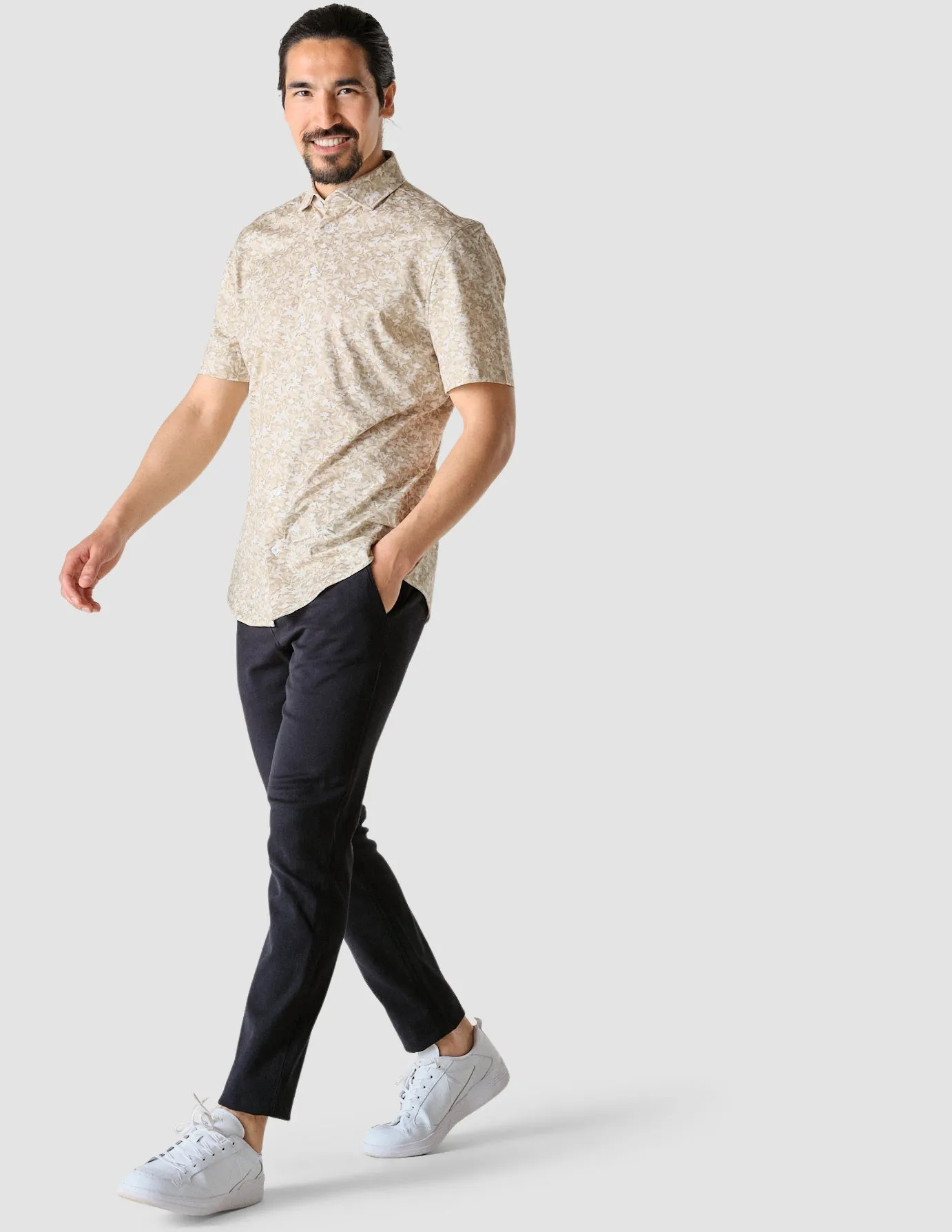 Classic Short-Sleeved Patterned Shirt Clover