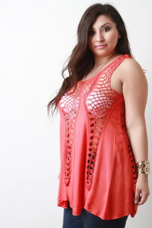 Crochet Panel Sleeveless Flowy Top