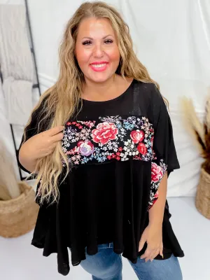 Floral Embroidered Poncho Tunic Top FINAL SALE