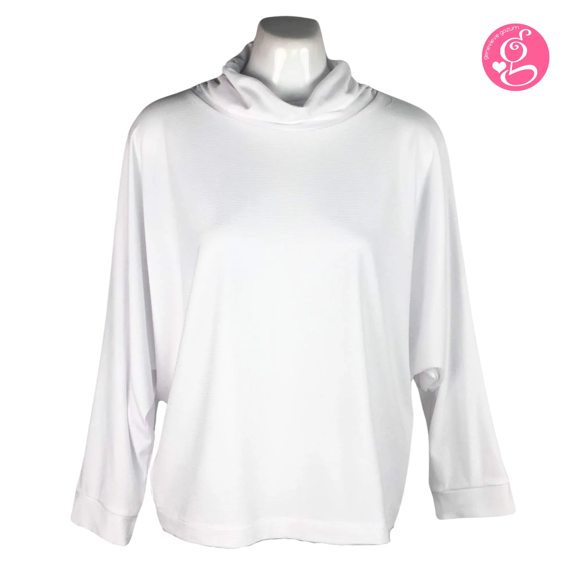 Genevieve Gozum Pullover Blouse with Dolman Sleeves & Turtle Neck