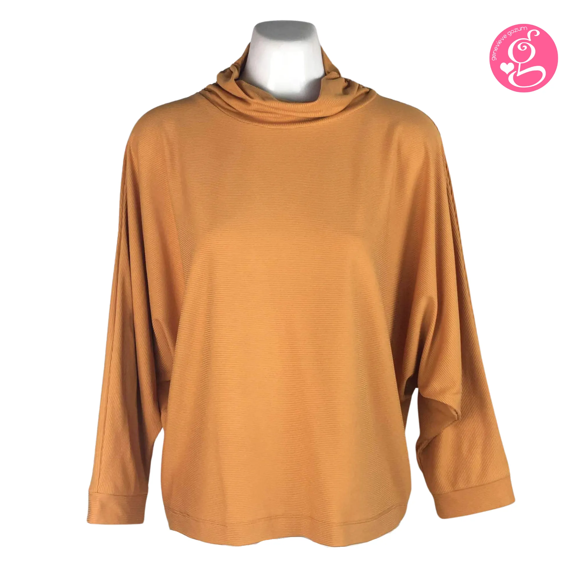 Genevieve Gozum Pullover Blouse with Dolman Sleeves & Turtle Neck