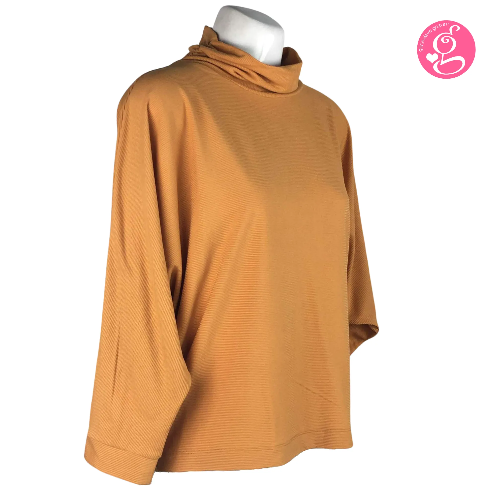 Genevieve Gozum Pullover Blouse with Dolman Sleeves & Turtle Neck