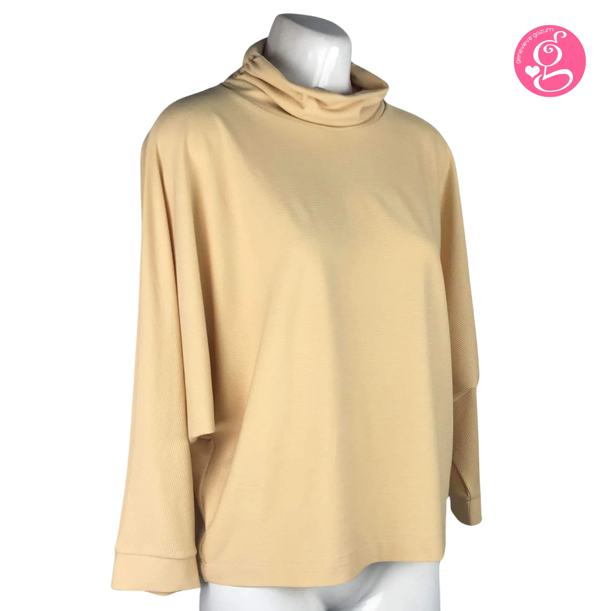 Genevieve Gozum Pullover Blouse with Dolman Sleeves & Turtle Neck