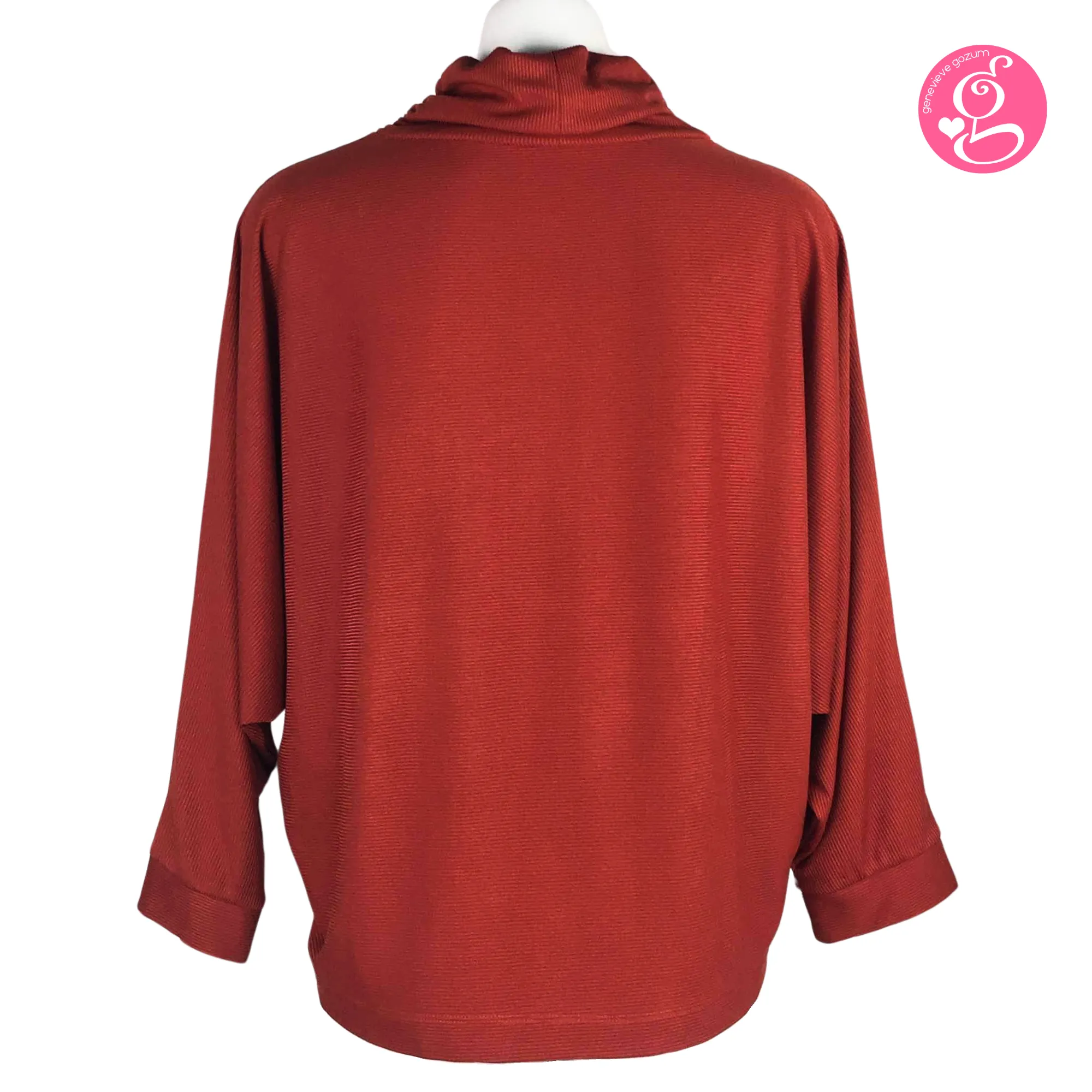 Genevieve Gozum Pullover Blouse with Dolman Sleeves & Turtle Neck