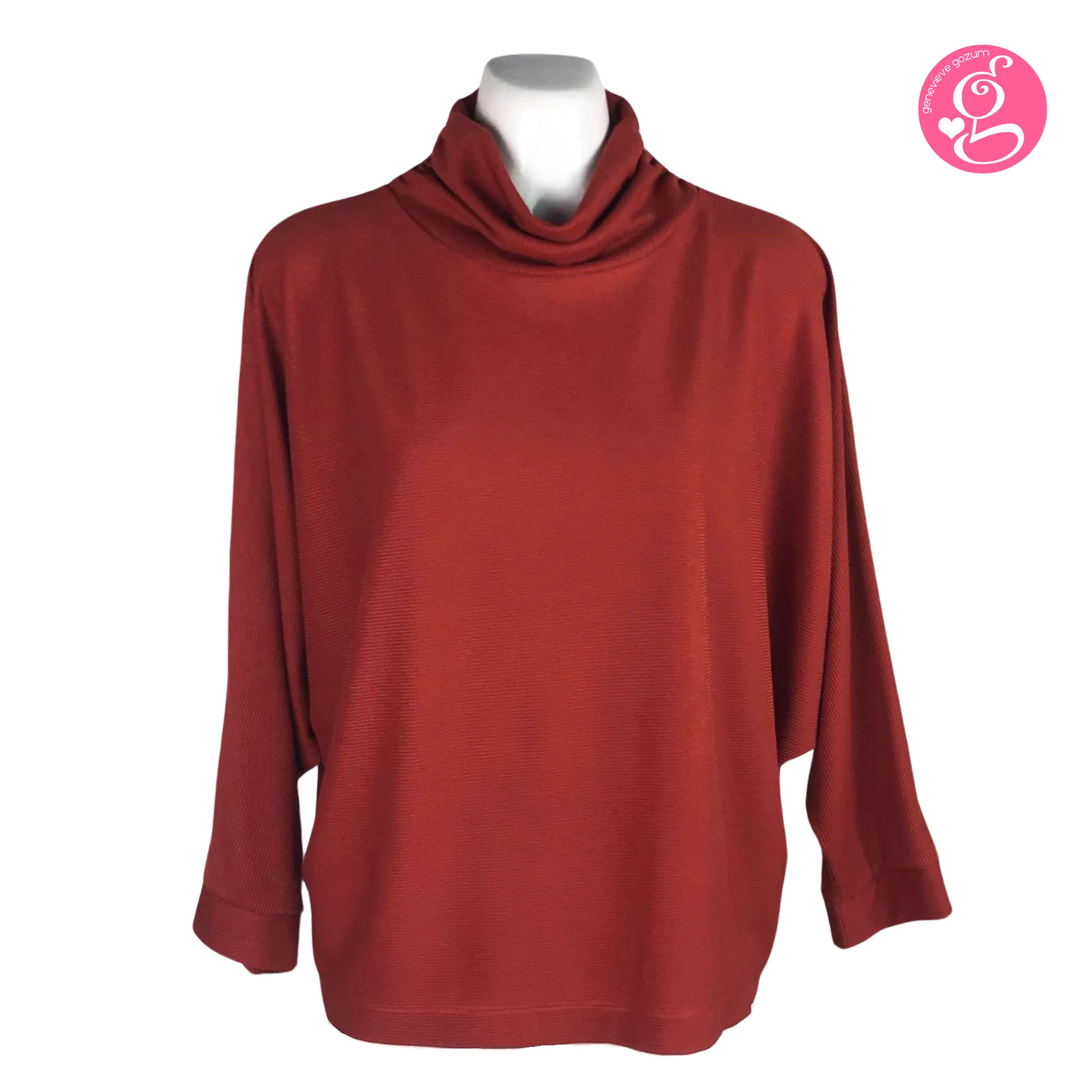 Genevieve Gozum Pullover Blouse with Dolman Sleeves & Turtle Neck