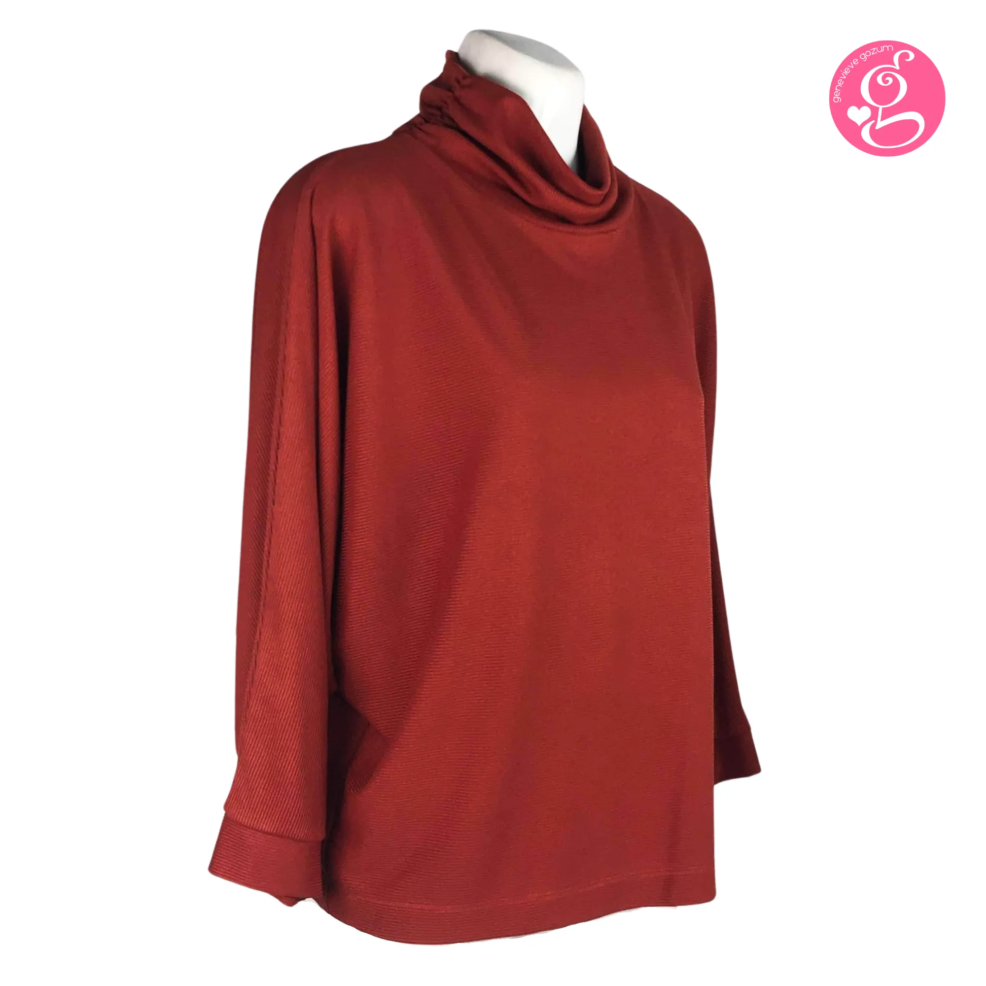 Genevieve Gozum Pullover Blouse with Dolman Sleeves & Turtle Neck