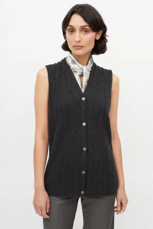 Grey Cashmere Ribbed Vest