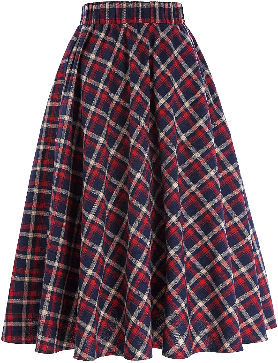 Kate Kasin Women's A-Line Vintage Skirt Grid Pattern Plaid KK633/ KK495