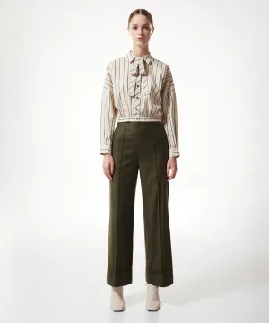 Machka Double-Leg Wide-Cut Trousers Khaki