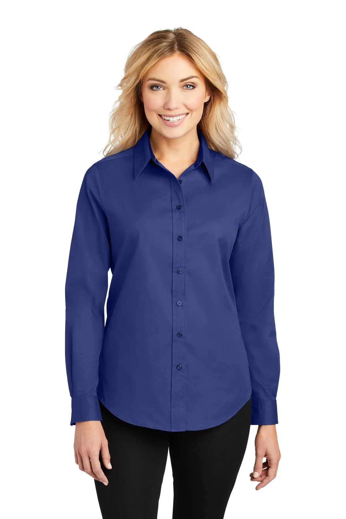 Port Authority Ladies Branded Easy Care Shirts, Mediterranean Blue