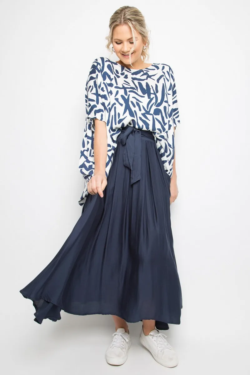 PQ Collection - Twirl Tie Skirt - Navy