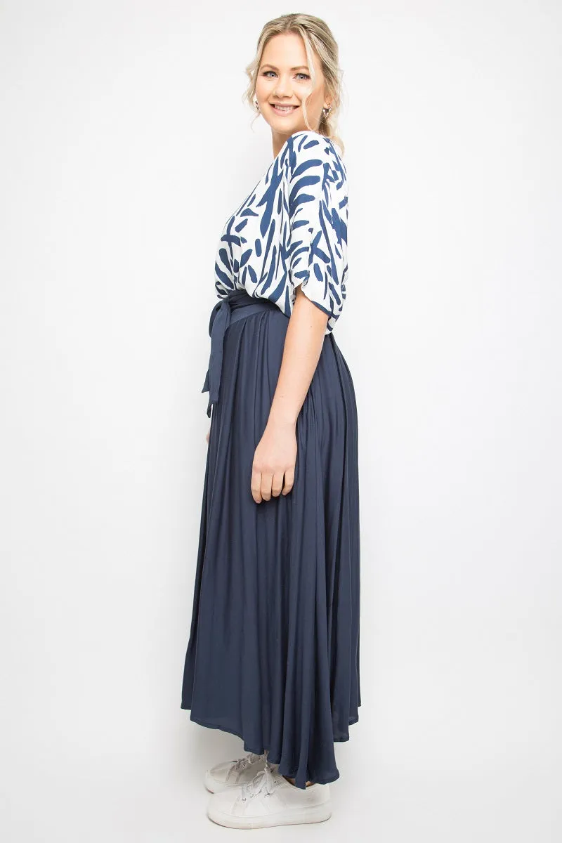 PQ Collection - Twirl Tie Skirt - Navy