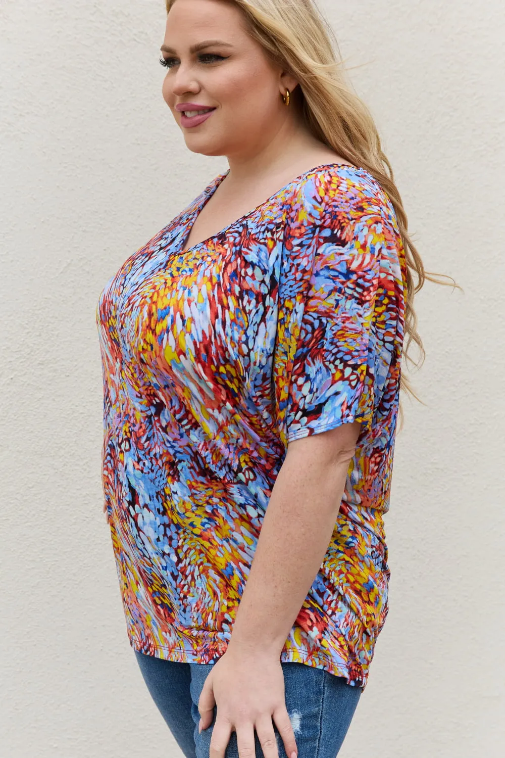 Printed Dolman Flowy Top