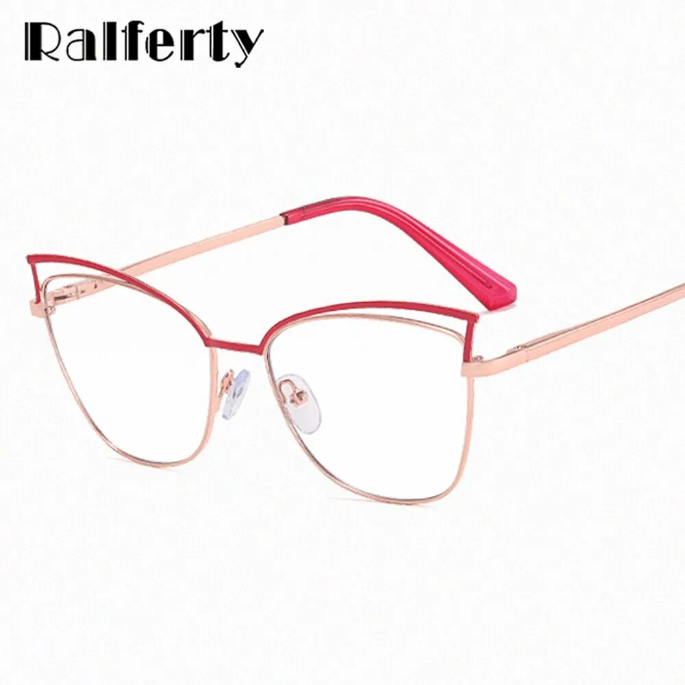 Ralfterty Women's Full Rim Square Cat Eye Alloy Eyeglasses F95877