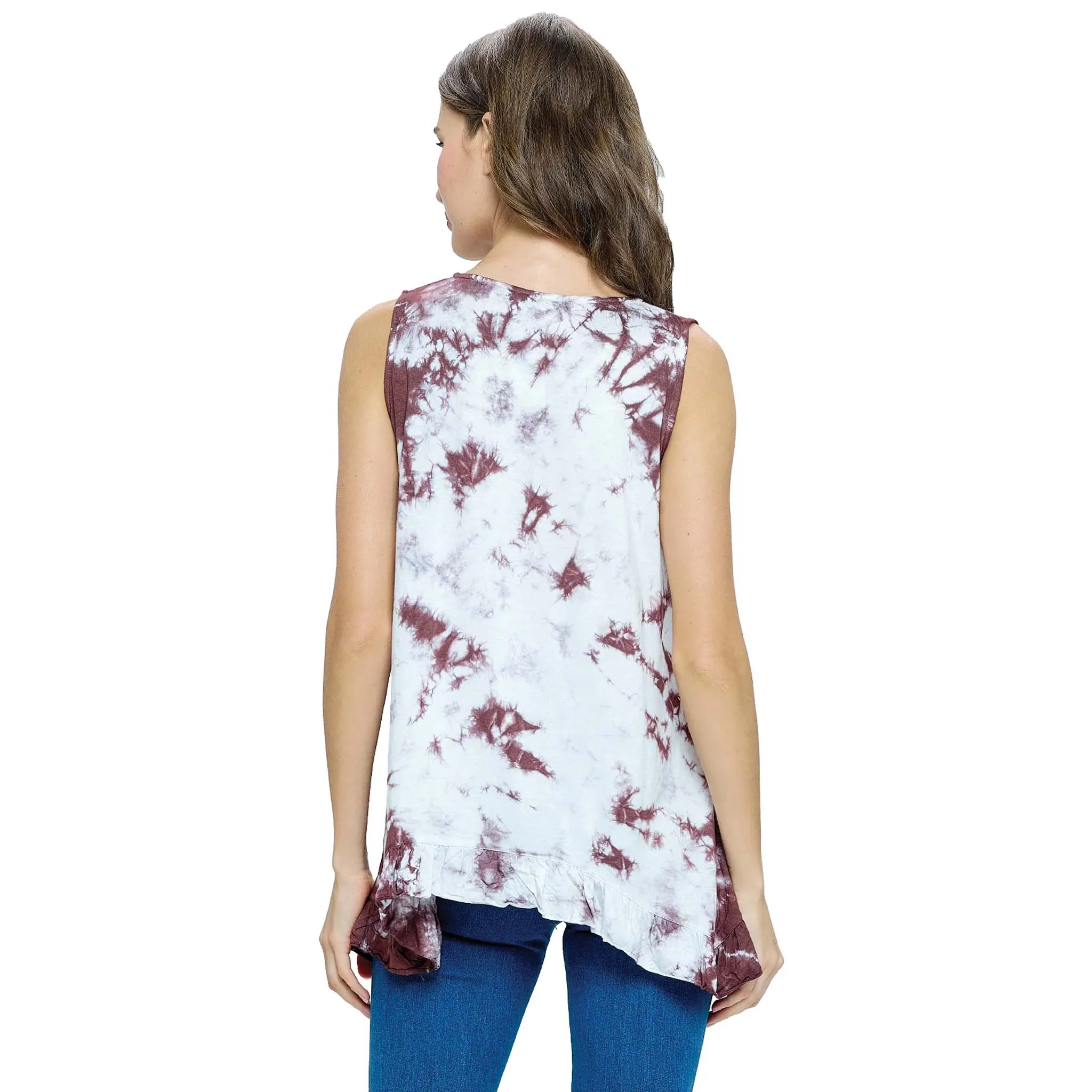 Ruffled Hem Tie Dye Tank Top