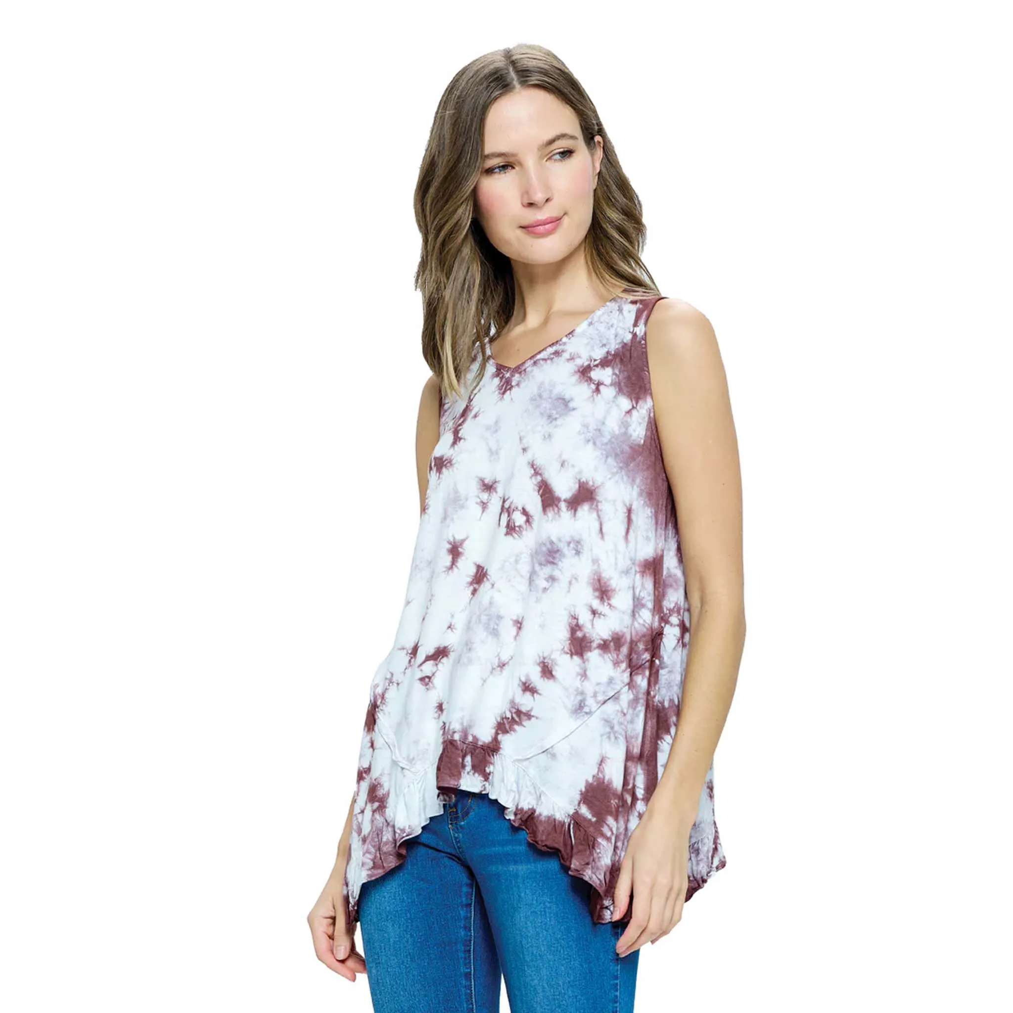 Ruffled Hem Tie Dye Tank Top