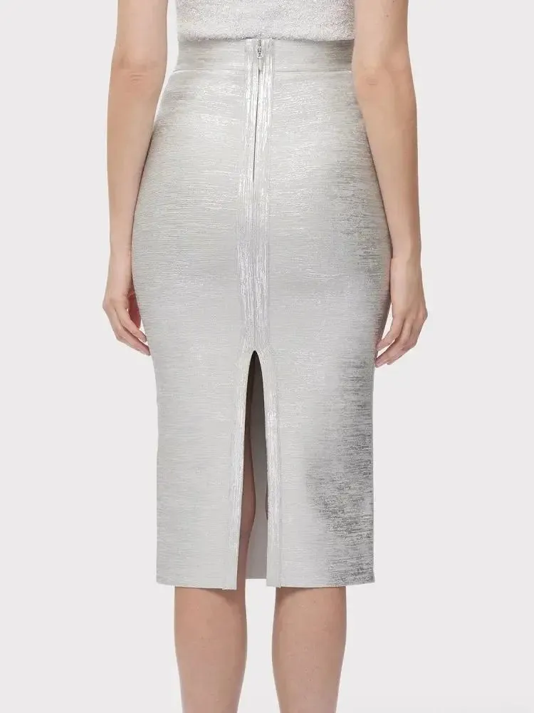 Silver Gold Metallic Bandage Skirt