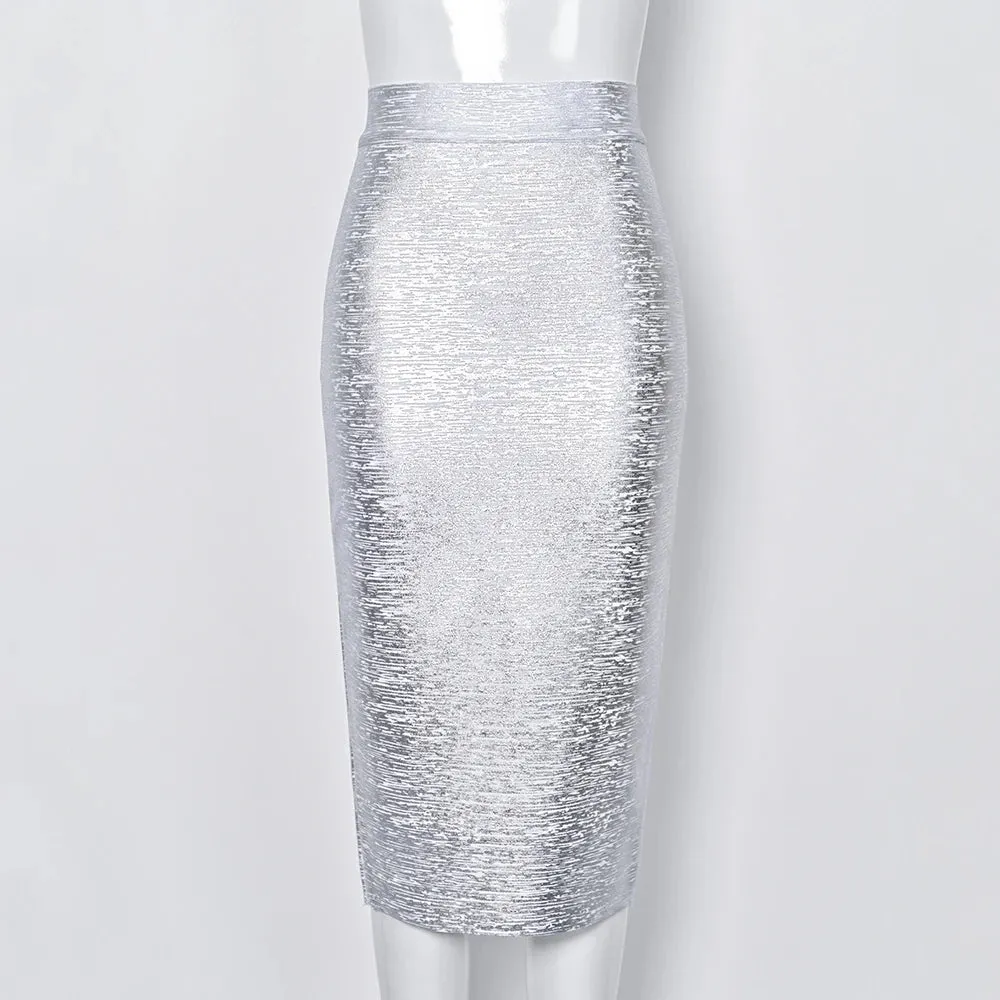 Silver Gold Metallic Bandage Skirt