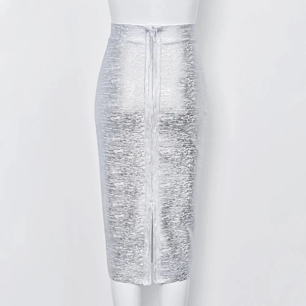 Silver Gold Metallic Bandage Skirt