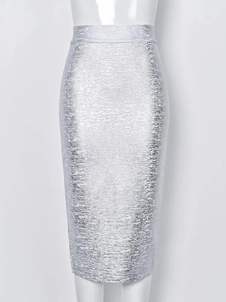 Silver Gold Metallic Bandage Skirt