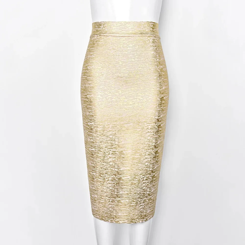 Silver Gold Metallic Bandage Skirt