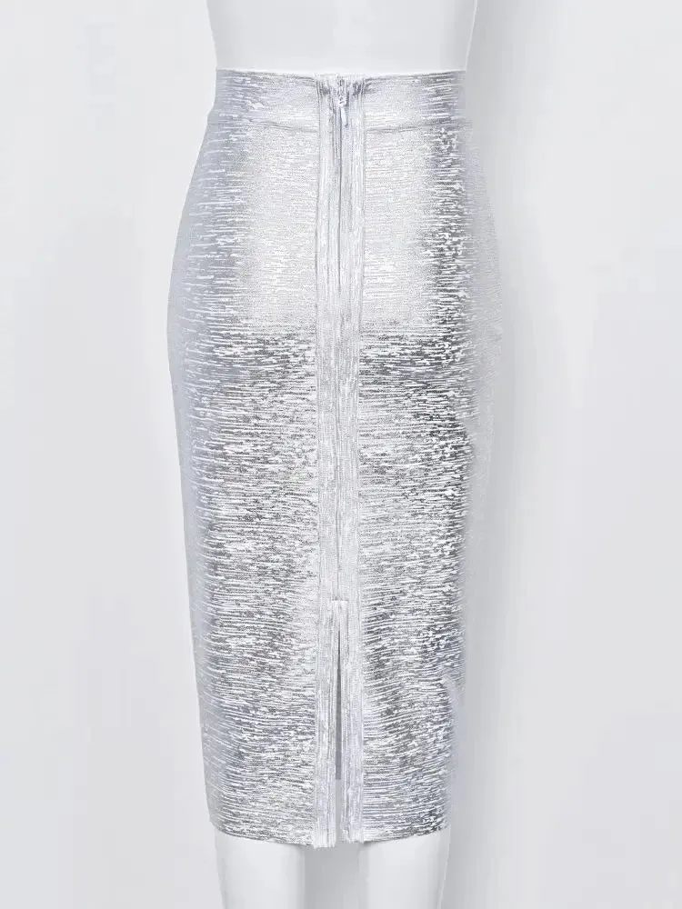 Silver Gold Metallic Bandage Skirt