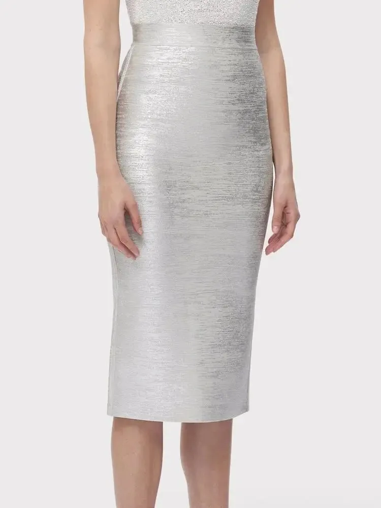 Silver Gold Metallic Bandage Skirt