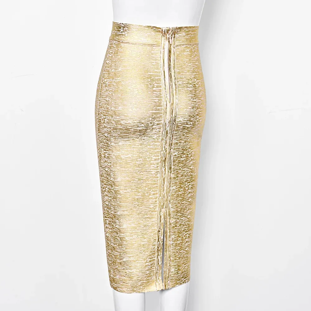 Silver Gold Metallic Bandage Skirt