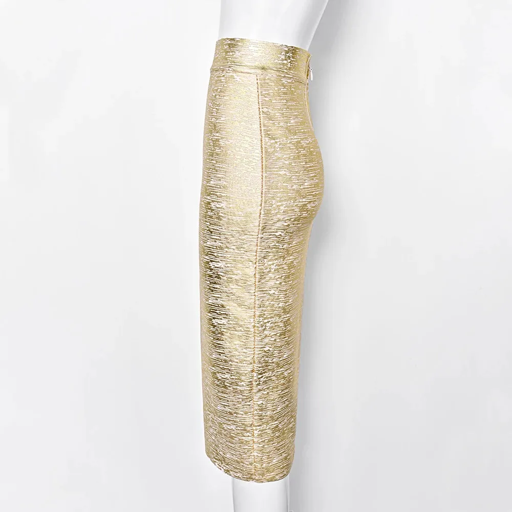 Silver Gold Metallic Bandage Skirt