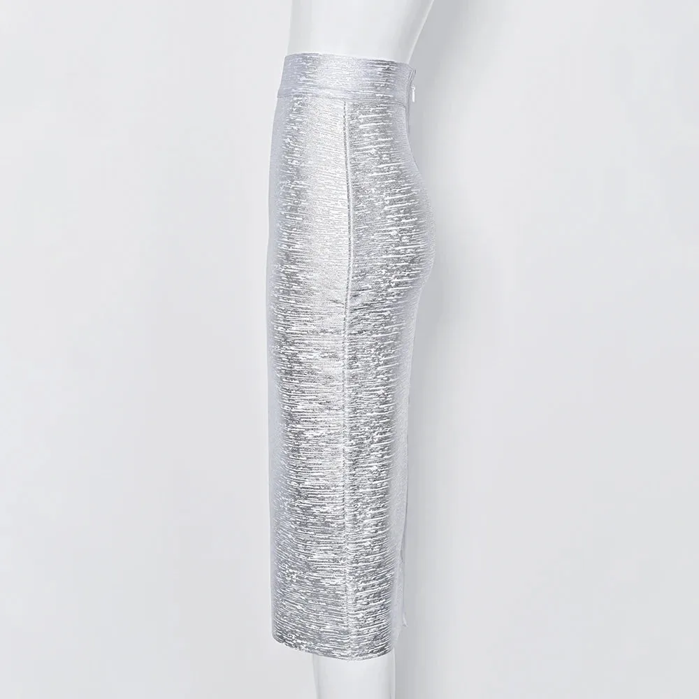 Silver Gold Metallic Bandage Skirt