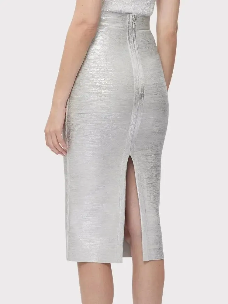 Silver Gold Metallic Bandage Skirt