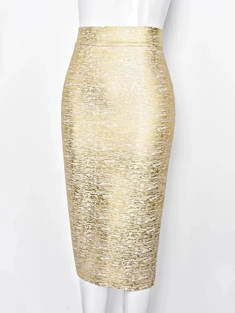 Silver Gold Metallic Bandage Skirt