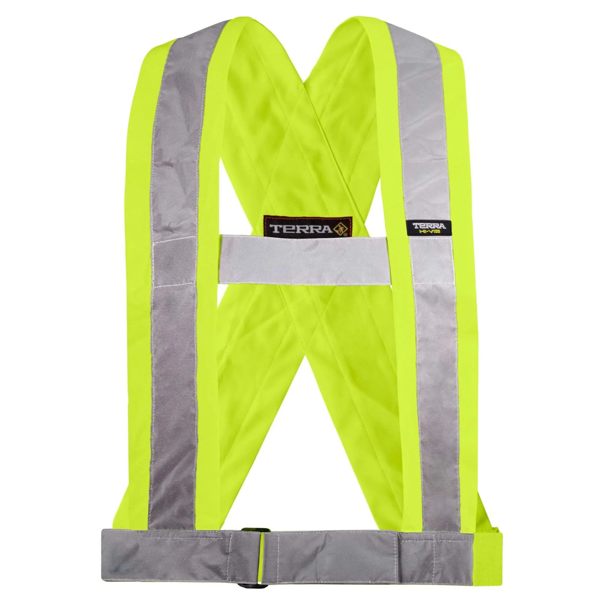 Terra Hi-Vis 4-Inch Safety Sash Traffic Harness with Adjustable Waist, Reflective Stripes, One Size Fits All - High Visibility for Work, Cycling, Outdoor Safety