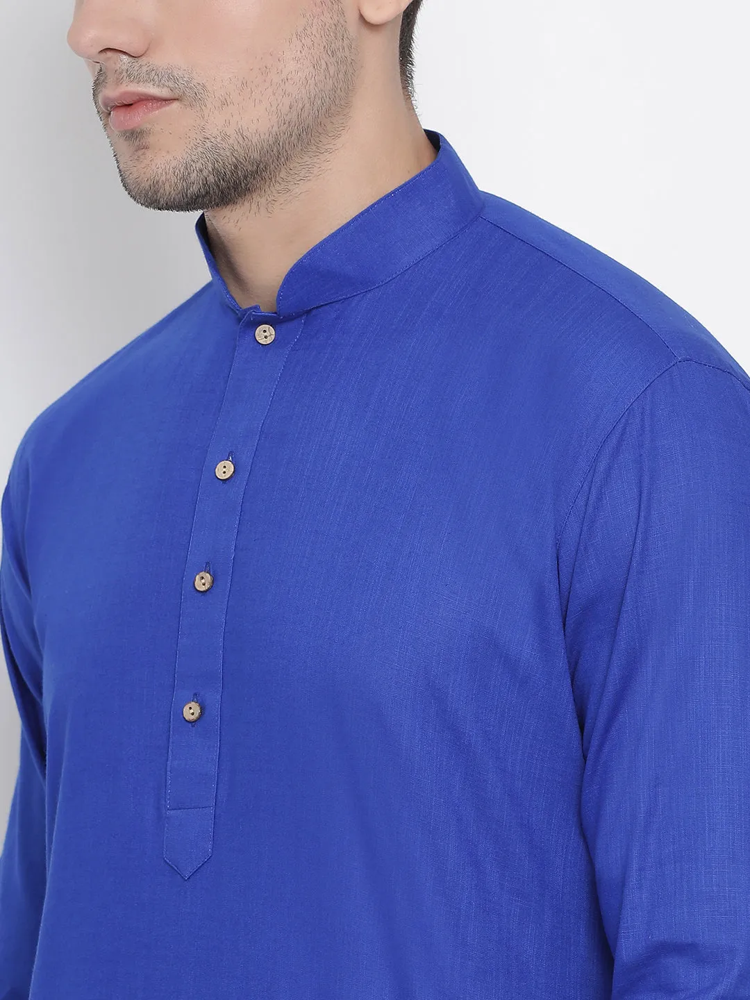 VASTRAMAY Blue Cotton Kurta and Pyjama