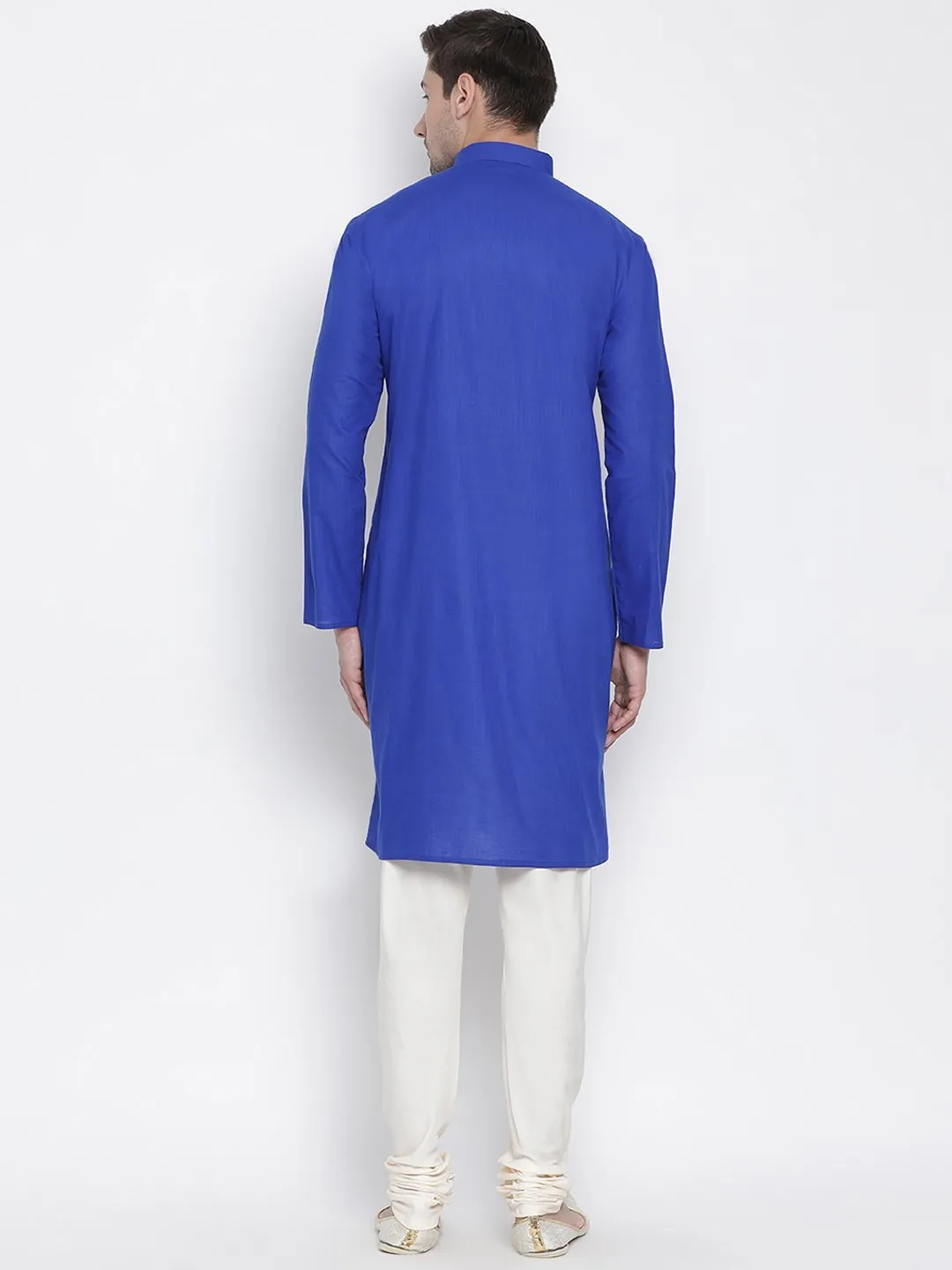 VASTRAMAY Blue Cotton Kurta and Pyjama