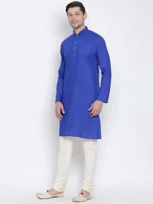 VASTRAMAY Blue Cotton Kurta and Pyjama