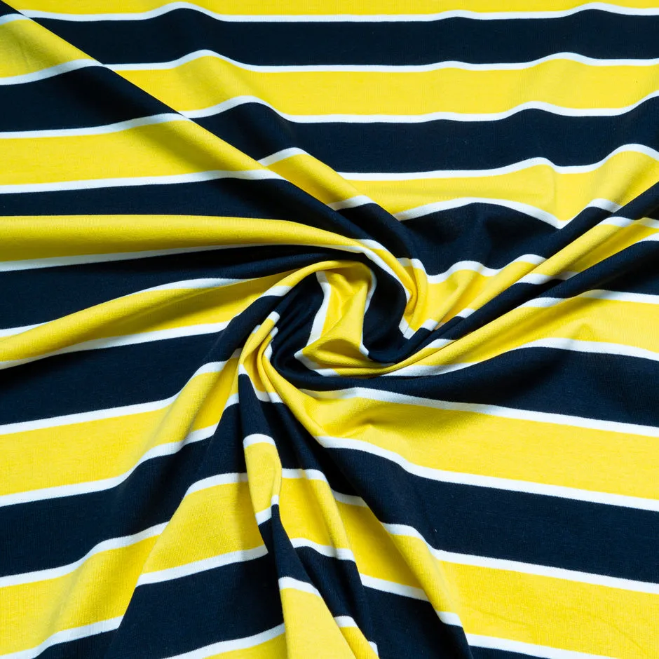 Yellow, White & Blue Cotton Jersey