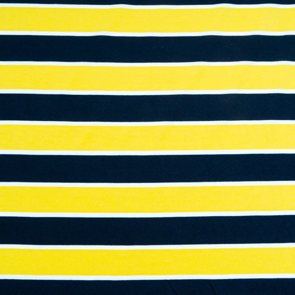 Yellow, White & Blue Cotton Jersey